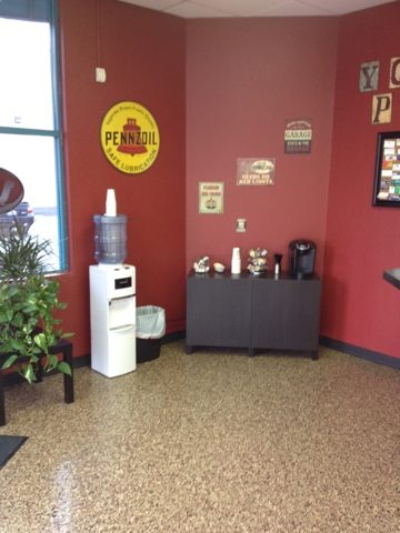 Coffee station and water cooler in the Yota Pros lobby